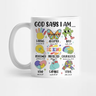 God Says I Am Strong Accepted Bold Autism Awareness Mug